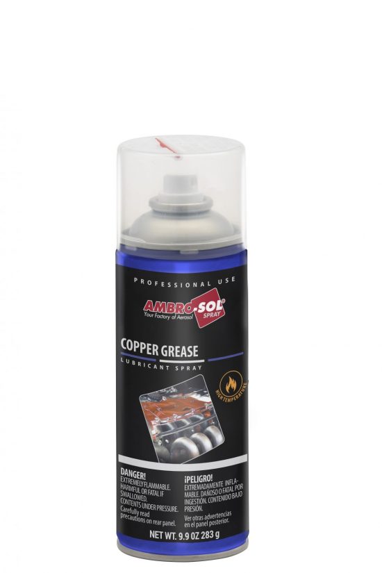 Copper Grease designed for high temperature use only, the Copper Grease lubricant spray, helps prevents bolts, nuts, and more from seizing.